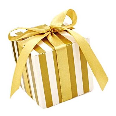 JZK 50 stuks gouden gestreepte kartonnen snoepdozen voor bruiloft, verjaardag, feest, festival, goud, 50 stuks gouden strepen JZK 50 stuks gouden gestreepte kartonnen snoepdozen voor bruiloft, verjaardag, feest, festival, goud, 50 stuks gouden strepen