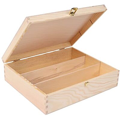 Creative Wijnkist van hout, Kerstmis, wijncadeau, bruiloft, opbergdoos, 3 flessen, 35 x 30 x 10 cm, wijndoos, geschenkdoos voor heren, cadeau voor dames, houten kist Creative Wijnkist van hout, Kerstmis, wijncadeau, bruiloft, opbergdoos, 3 flessen, 35 x 30 x 10 cm, wijndoos, geschenkdoos voor heren, cadeau voor dames, houten kist