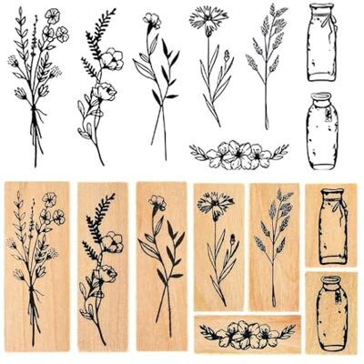 JOZMMZEOOA 8 stuks bloemstempel, botanische stempel, bloem Craft Houten Vintage Patroon Scrapbooking Stempel voor Maken Kaarten Scrapbooking Bullet Journal Gift Verpakking JOZMMZEOOA 8 stuks bloemstempel, botanische stempel, bloem Craft Houten Vintage Patroon Scrapbooking Stempel voor Maken Kaarten Scrapbooking Bullet Journal Gift Verpakking
