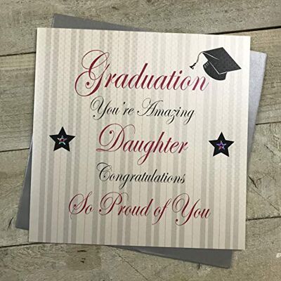 White Cotton Cards Amazing Daughter Congratulations XPD164-D wenskaart voor eindexamenbal, handgemaakt, opschrift "So Proud of You", groot White Cotton Cards Amazing Daughter Congratulations XPD164-D wenskaart voor eindexamenbal, handgemaakt, opschrift "So Proud of You", groot