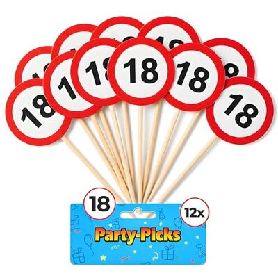 Tiwoca 12 stuks rode en witte feestspikes met verkeersbordeffect nummer 18, originele verjaardagsdecoratie en grappige cadeau-ideeën voor jongens en meisjes Tiwoca 12 stuks rode en witte feestspikes met verkeersbordeffect nummer 18, originele verjaardagsdecoratie en grappige cadeau-ideeën voor jongens en meisjes