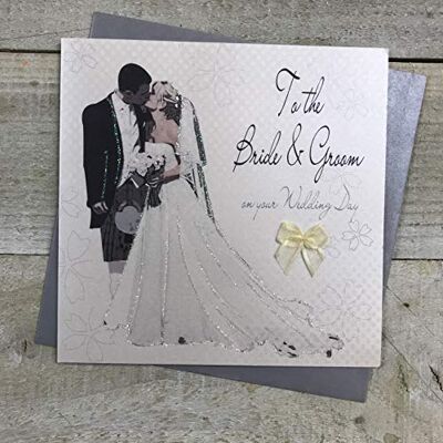 WHITE COTTON CARDS Handgemaakte kaart "To The Bride and Groom on Your Wedding Day", PS4 WHITE COTTON CARDS Handgemaakte kaart "To The Bride and Groom on Your Wedding Day", PS4