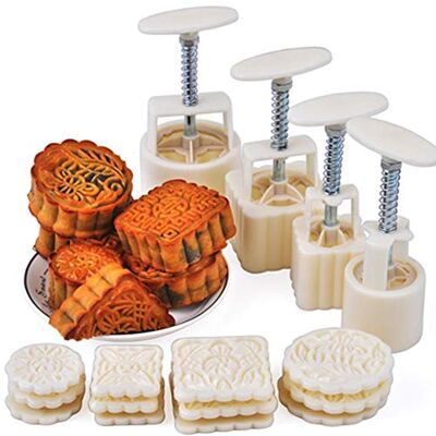 powerking Mooncake Stempelvorm, 4 Sets Diy Met 12 Verschillende Patroon Fodant Gift Maan Cake Mold Cookie Druk Stempel powerking Mooncake Stempelvorm, 4 Sets Diy Met 12 Verschillende Patroon Fodant Gift Maan Cake Mold Cookie Druk Stempel