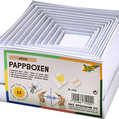 folia Baker Ross Vierkante witte dozen om te stapelen, decoreren, schilderen en gebruiken voor decoupage (12 stuks) folia Baker Ross Vierkante witte dozen om te stapelen, decoreren, schilderen en gebruiken voor decoupage (12 stuks)