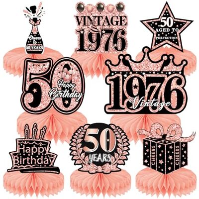 HenfuME Decoratie voor de 50e verjaardag voor dames, 8 stuks, decoratie voor verjaardag, tafel, decoratie, voor 50e verjaardag HenfuME Decoratie voor de 50e verjaardag voor dames, 8 stuks, decoratie voor verjaardag, tafel, decoratie, voor 50e verjaardag