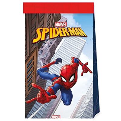 Procos 93869 93869 papieren zakjes voor verjaardagsfeest, Spiderman, misdaadvechter, meerkleurig, 4 stuks Procos 93869 93869 papieren zakjes voor verjaardagsfeest, Spiderman, misdaadvechter, meerkleurig, 4 stuks