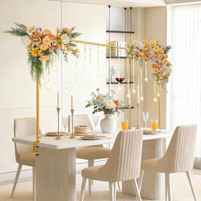 EMART Decoratieve tafelstang 85-260 cm, metaal, verstelbare tafelboog met klemmen, gouden tafelboogstandaard, decoratief frame voor Kerstmis, bruiloft, feestdecoratie EMART Decoratieve tafelstang 85-260 cm, metaal, verstelbare tafelboog met klemmen, gouden tafelboogstandaard, decoratief frame voor Kerstmis, bruiloft, feestdecoratie