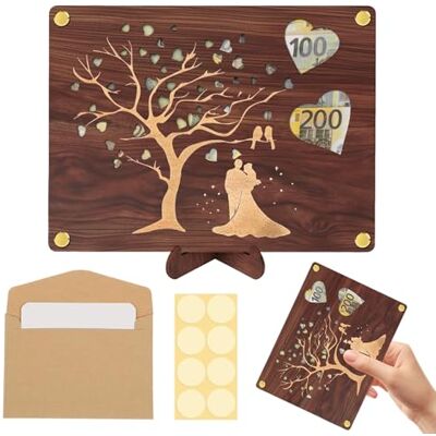 Sikweny Huwelijkswenskaart, bruiloftskaart, geldhouder, geldhouder, cadeau voor geld, wensen, hout, geldgeschenken, voor koppels, bruiloft, verpakking, verjaardag, verloving, verjaardag Sikweny Huwelijkswenskaart, bruiloftskaart, geldhouder, geldhouder, cadeau voor geld, wensen, hout, geldgeschenken, voor koppels, bruiloft, verpakking, verjaardag, verloving, verjaardag
