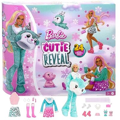 Barbie Cutie Reveal adventskalender met 1 pop en 24 verrassingen met kleurveranderingen, HJX76 Barbie Cutie Reveal adventskalender met 1 pop en 24 verrassingen met kleurveranderingen, HJX76