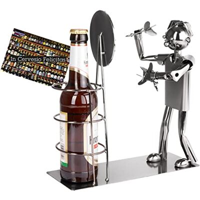 BRUBAKER Bierfleshouder Metalen dartfleshouder Biercadeau voor dartspelers en dartfans met wenskaart BRUBAKER Bierfleshouder Metalen dartfleshouder Biercadeau voor dartspelers en dartfans met wenskaart