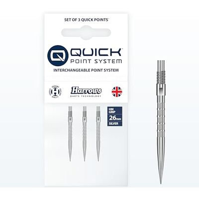 Harrows HM Grip Heavy Metal Quick Points Ryan Searle geïnspireerde dartpunten met vierkante grijpringen snel anti-breuk puntsysteem voor snelle puntwisseling Harrows HM Grip Heavy Metal Quick Points Ryan Searle geïnspireerde dartpunten met vierkante grijpringen snel anti-breuk puntsysteem voor snelle puntwisseling