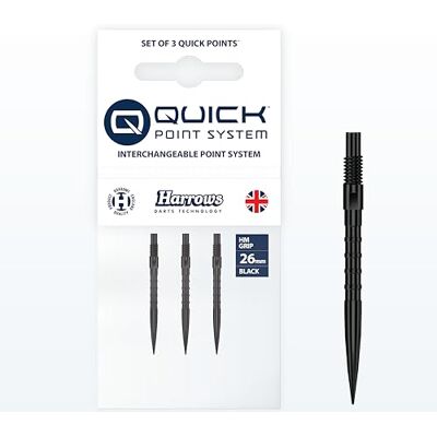 Harrows HM Grip Heavy Metal Quick Points Ryan Searle geïnspireerde dartpunten met vierkante grijpringen anti-breuk snelpuntsysteem voor snelle puntuitwisseling Harrows HM Grip Heavy Metal Quick Points Ryan Searle geïnspireerde dartpunten met vierkante grijpringen anti-breuk snelpuntsysteem voor snelle puntuitwisseling