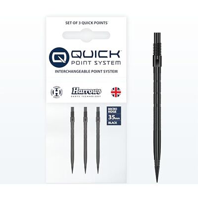 Harrows Micro Grip Quick Points Precisie CNC gefreesde dartpunten met verbeterde grip en anti-breuk design snelwisselsysteem (35 mm, zwart) Harrows Micro Grip Quick Points Precisie CNC gefreesde dartpunten met verbeterde grip en anti-breuk design snelwisselsysteem (35 mm, zwart)