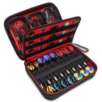 USA Gear XL halfharde draagtas voor dartpijlen (15), dartpunten, dartpijlen, dartvinnen en andere dartaccessoires compatibel met dartpijlen, Rood, tas organizer USA Gear XL halfharde draagtas voor dartpijlen (15), dartpunten, dartpijlen, dartvinnen en andere dartaccessoires compatibel met dartpijlen, Rood, tas organizer
