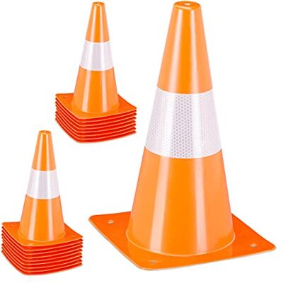Relaxdays Signaalkegels, x18, voetbal, training, bouwplaatsladen, 30 cm, verkeer, reflecterend, oranje Relaxdays Signaalkegels, x18, voetbal, training, bouwplaatsladen, 30 cm, verkeer, reflecterend, oranje