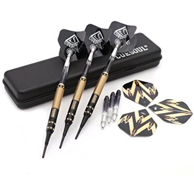 CUESOUL 16g Soft Tip Darts Set, Durable, 6 Shafts 3 Vols 3 Barrels + Mallette Mince pour Cibles Électroniques Fléchettes Souple Professionnelles CUESOUL 16g Soft Tip Darts Set, Durable, 6 Shafts 3 Vols 3 Barrels + Mallette Mince pour Cibles Électroniques Fléchettes Souple Professionnelles