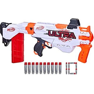 Nerf Ultra, Focus gemotoriseerde blaster, dartlader, 10 Ultra AccuStrike-darts, kruiskop, vereist Ultra-darts Nerf Ultra, Focus gemotoriseerde blaster, dartlader, 10 Ultra AccuStrike-darts, kruiskop, vereist Ultra-darts