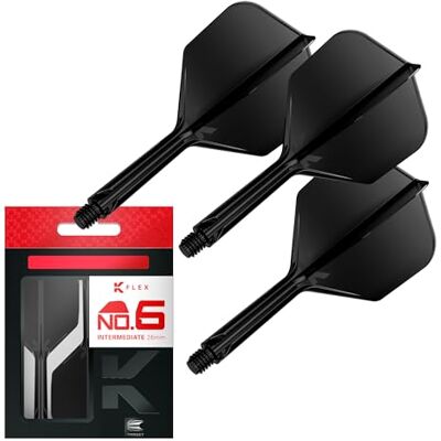 Target Darts K Flex Integrated Dart Flight And Shaft, nr. 6 Black (intermediate) Pack van 3 K-Flex nr. 6, Precision Moulded 2-in-1 dart flights and dart-stem Professional Dart Accessories Target Darts K Flex Integrated Dart Flight And Shaft, nr. 6 Black (intermediate) Pack van 3 K-Flex nr. 6, Precision Moulded 2-in-1 dart flights and dart-stem Professional Dart Accessories