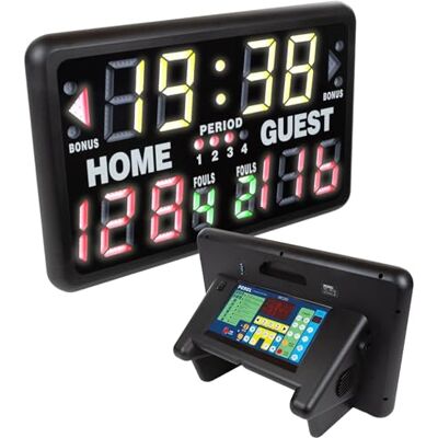 Perel Digitaal multisport led-prikbord met timer en stopwatch, tafelmodel of vrijstaand, voor binnen en buiten onder beschutting, voor training wedstrijden en Perel Digitaal multisport led-prikbord met timer en stopwatch, tafelmodel of vrijstaand, voor binnen en buiten onder beschutting, voor training wedstrijden en