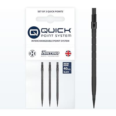 Harrows Micro Grip Quick Points CNC gefreesde precisiepunten met verbeterde grip en anti-breuk design snelwisselsysteem (40 mm, zwart) Harrows Micro Grip Quick Points CNC gefreesde precisiepunten met verbeterde grip en anti-breuk design snelwisselsysteem (40 mm, zwart)
