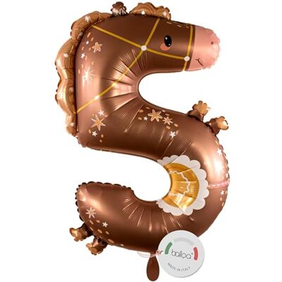 balloa XXL folieballon in de vorm van cijfer 5 paard, heliumballon, decoratie voor kinderverjaardag (cijfer 5), 90 cm balloa XXL folieballon in de vorm van cijfer 5 paard, heliumballon, decoratie voor kinderverjaardag (cijfer 5), 90 cm