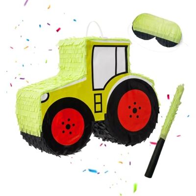 Relaxdays Set van 3 tractor piñata om op te hangen voor kinderen, meisjes en jongens, toverstaf en masker, voertuigpinata, lichtgroen/rood tracteur suspendu pour enfants (filles/garçons) avec bâton & masque Relaxdays Set van 3 tractor piñata om op te hangen voor kinderen, meisjes en jongens, toverstaf en masker, voertuigpinata, lichtgroen/rood tracteur suspendu pour enfants (filles/garçons) avec bâton & masque