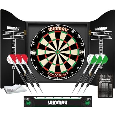 WINMAU Dartset Professional Black Diamond Plus doel inbegrepen 2 sets darts, lijn acht, krijt en handdoek WINMAU Dartset Professional Black Diamond Plus doel inbegrepen 2 sets darts, lijn acht, krijt en handdoek