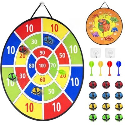 Ravytha Dartspel voor kinderen, dubbelzijdig dartspel met 12 kleverige ballen en 4 darts 2 haken, dartbord voor kinderen, opvouwbaar, dartspel voor kinderen, voor speelgoed, geschenken Ravytha Dartspel voor kinderen, dubbelzijdig dartspel met 12 kleverige ballen en 4 darts 2 haken, dartbord voor kinderen, opvouwbaar, dartspel voor kinderen, voor speelgoed, geschenken