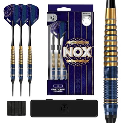 Harrows Nox Softtip Messing dartset 18 g en 20 g met Speedline schachten, Nox-vleugels en dartholster robuuste en kleurrijke zachte darts voor nauwkeurig spelen Harrows Nox Softtip Messing dartset 18 g en 20 g met Speedline schachten, Nox-vleugels en dartholster robuuste en kleurrijke zachte darts voor nauwkeurig spelen