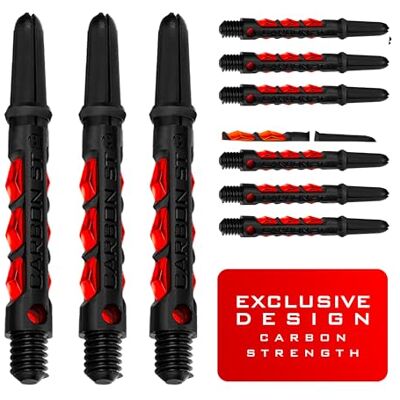 Harrows Darts-set van 3 sets ST Carbon dartshafts, in totaal 9 dartshafts, medium, midi en kort, duurzaam koolstofcomposiet, middenrood Harrows Darts-set van 3 sets ST Carbon dartshafts, in totaal 9 dartshafts, medium, midi en kort, duurzaam koolstofcomposiet, middenrood
