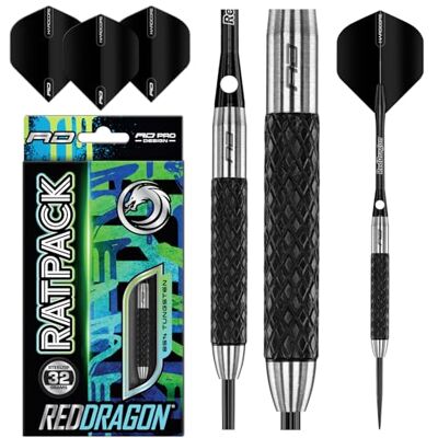 Dragon Professionele dartset van wolfraam, rat, 32 g, met veren en bomen (stengels) Dragon Professionele dartset van wolfraam, rat, 32 g, met veren en bomen (stengels)