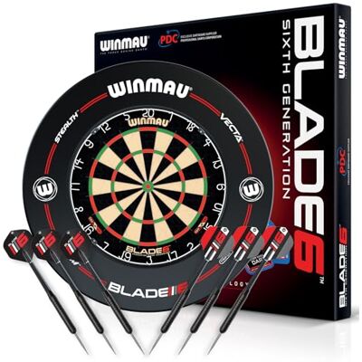WINMAU Blade 6 professioneel klassiek dartbord met surround en dartspellen WINMAU Blade 6 professioneel klassiek dartbord met surround en dartspellen