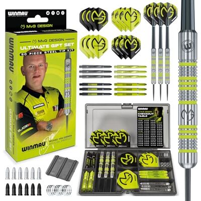 WINMAU Michael van Gerwen, MvG-geschenk van 50 darts met 4 schachten, 4 sets vinnen en accessoires WINMAU Michael van Gerwen, MvG-geschenk van 50 darts met 4 schachten, 4 sets vinnen en accessoires