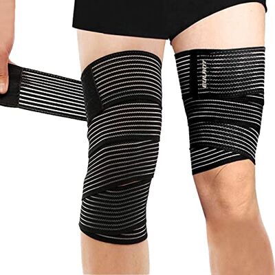 EULANT 2 stuks 180 cm elastische bandage, elleboogbeschermer/kniebrace, enkel, dijen, compressie, sportbandage EULANT 2 stuks 180 cm elastische bandage, elleboogbeschermer/kniebrace, enkel, dijen, compressie, sportbandage
