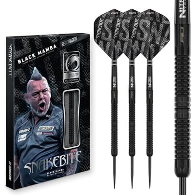 Dragon Peter Wright Snakebite Black Mamba 90% wolfraam professionele darts inclusief dartpijlen en schachten 18 g zachte punt en stalen darts 22 g, 24 g Dragon Peter Wright Snakebite Black Mamba 90% wolfraam professionele darts inclusief dartpijlen en schachten 18 g zachte punt en stalen darts 22 g, 24 g