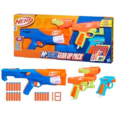 Nerf N Series Gear Up Pack, 3 blasters, 18 darts alleen compatibel met blasters Nerf N Series Gear Up Pack, 3 blasters, 18 darts alleen compatibel met blasters