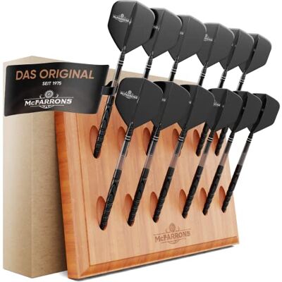 McFARRONS Darthalter van hout voor 12 darts – praktische dartopslag voor de muur als accessoire voor elke kunst van darts – geschikt voor steeldarts en softdarts. (hout/hout) McFARRONS Darthalter van hout voor 12 darts – praktische dartopslag voor de muur als accessoire voor elke kunst van darts – geschikt voor steeldarts en softdarts. (hout/hout)