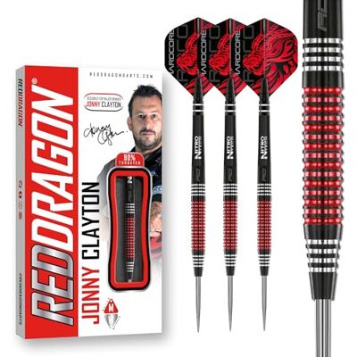 Dragon Jonny Clayton Special Edition 24 g, professionele wolfraam darts met vluchten en staven Dragon Jonny Clayton Special Edition 24 g, professionele wolfraam darts met vluchten en staven