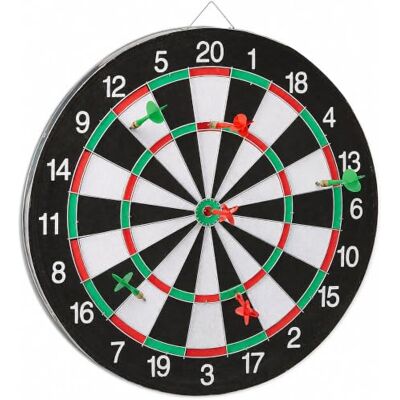 Relaxdays Dartborden X1 43 cm competitie dartbord met 6 darts, zwart-wit Dubbelzijdig, stalen darts, klassiek doel Relaxdays Dartborden X1 43 cm competitie dartbord met 6 darts, zwart-wit Dubbelzijdig, stalen darts, klassiek doel