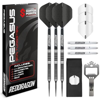 Dragon Pegasus Switch Point aangedreven door Winmau Darts 24 g stalen punt professionele dartset 80% wolfraam exclusief Amazon dartset met etui Dragon Pegasus Switch Point aangedreven door Winmau Darts 24 g stalen punt professionele dartset 80% wolfraam exclusief Amazon dartset met etui