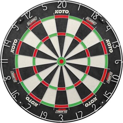 KOTO darts KOTO Dartbord met genummerde draaibare ring, zilver, officiële toernooimaten, hoogwaardig sisal en ultradunne bedrading KOTO darts KOTO Dartbord met genummerde draaibare ring, zilver, officiële toernooimaten, hoogwaardig sisal en ultradunne bedrading