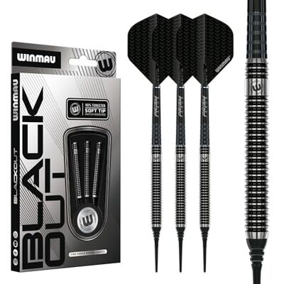 WINMAU Blackout Fléchettes à pointe souple 90% tungstène – Canne droite rainurée WINMAU Blackout Fléchettes à pointe souple 90% tungstène – Canne droite rainurée