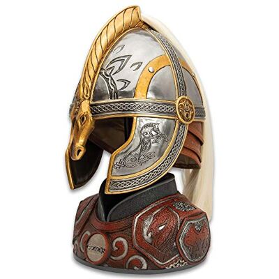 United Lord of Rings Helm of Eomer met Display Stand Accurate Movie Replica, Metal Construction, Leather Neck Guard, Faux Horse Hair Tail United Lord of Rings Helm of Eomer met Display Stand Accurate Movie Replica, Metal Construction, Leather Neck Guard, Faux Horse Hair Tail