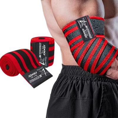 LARA STAR Elleboogbeschermers voor gewichtheffen, bankdrukken, crosstraining en powerlifting voor dames en heren, 1 paar nylon elleboogbeschermers van 119,4 cm, verhoogt de gewrichtsstabiliteit en LARA STAR Elleboogbeschermers voor gewichtheffen, bankdrukken, crosstraining en powerlifting voor dames en heren, 1 paar nylon elleboogbeschermers van 119,4 cm, verhoogt de gewrichtsstabiliteit en