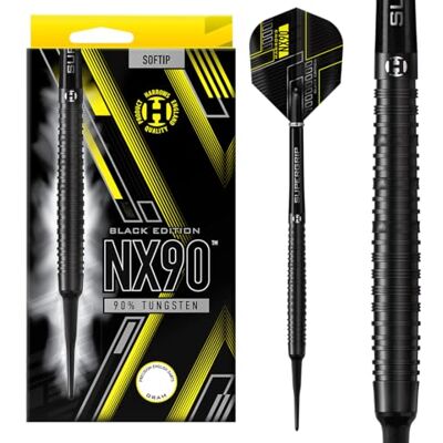 Harrows NX90 Soft Tip 90% Tungsten Darts Set 18g & 20g Includes Black Supergrip Midi Shafts and Micron NX90 Flights Harrows NX90 Soft Tip 90% Tungsten Darts Set 18g & 20g Includes Black Supergrip Midi Shafts and Micron NX90 Flights