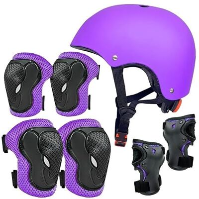 Lengender 7-delige set inlineskates, helmen/kniebeschermers voor kinderen, beschermende uitrusting voor skateboard, fiets, step van 3 tot 10 jaar Lengender 7-delige set inlineskates, helmen/kniebeschermers voor kinderen, beschermende uitrusting voor skateboard, fiets, step van 3 tot 10 jaar