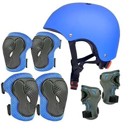 Lengender 7-delige set inlineskates, helmen/kniebeschermers voor kinderen, beschermende uitrusting voor skateboard, fiets, step van 3 tot 10 jaar Lengender 7-delige set inlineskates, helmen/kniebeschermers voor kinderen, beschermende uitrusting voor skateboard, fiets, step van 3 tot 10 jaar