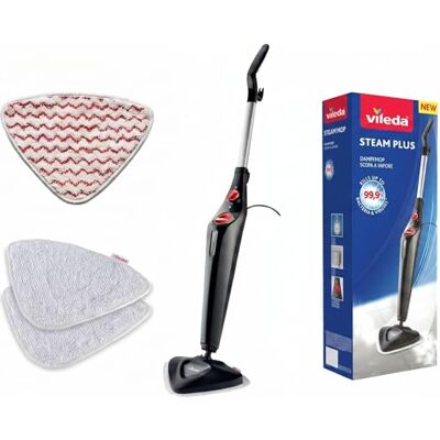 Vileda Steam Plus Triangle Edition met Power Pad, stoommop, hygiënische reinigingsprestaties zonder gebruik van chemicaliën, voor alle harde vloeren en tapijten. Vileda Steam Plus Triangle Edition met Power Pad, stoommop, hygiënische reinigingsprestaties zonder gebruik van chemicaliën, voor alle harde vloeren en tapijten.