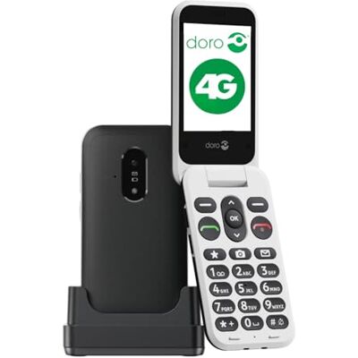 Doro Leva E22 4G-klaptelefoon voor senioren, 2,8 inch groot display, toetsen met hoog contrast, luid en helder geluid, HD-stem, camera, veilige knop, oplaadstandaard, zwart/wit Doro Leva E22 4G-klaptelefoon voor senioren, 2,8 inch groot display, toetsen met hoog contrast, luid en helder geluid, HD-stem, camera, veilige knop, oplaadstandaard, zwart/wit