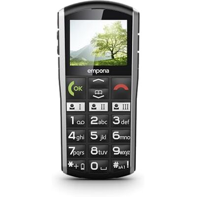 Emporia Eenvoud mobiele telefoon voor senioren zonder contract met noodoproepknop, 2 inch display, zwart Emporia Eenvoud mobiele telefoon voor senioren zonder contract met noodoproepknop, 2 inch display, zwart